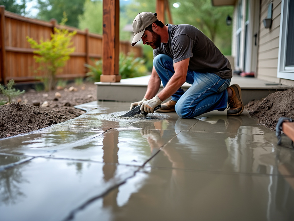 a concrete contractor installing a concrete patio in Missoula